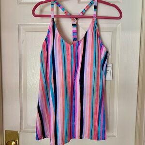 LEILANI STRIPED TANKINI TOP